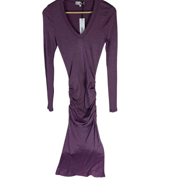 Michael Stars Women's NWT Nova Matted Shine Aster Ruched Mini Dress Sz S - Picture 2 of 11